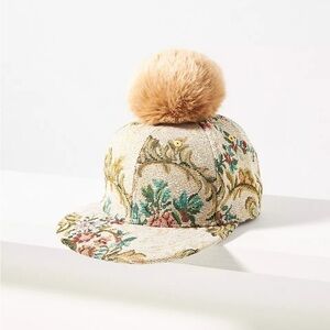 Anthropologie Tapestry Pommed Brocade Baseball Cap
